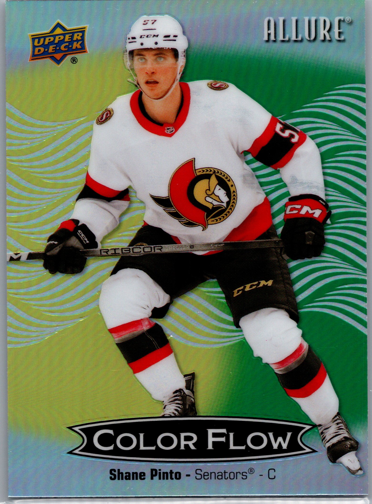 2024-25 Upper Deck Allure - Color Flow Yellow-Green Shane Pinto #CFL-52 front