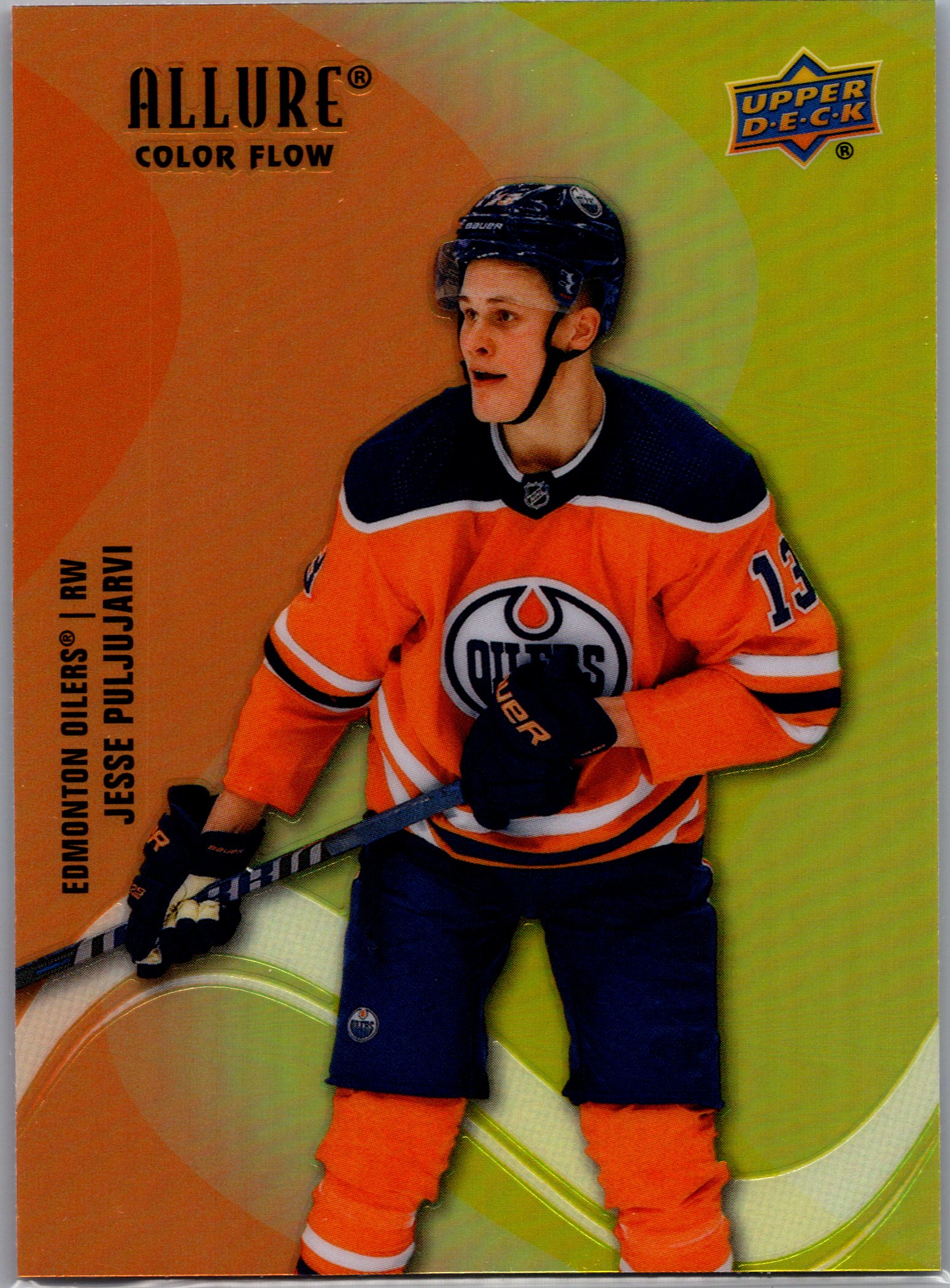 2022-23 Upper Deck Allure - Color Flow Orange-Yellow Jesse Puljujarvi #SF-82 front
