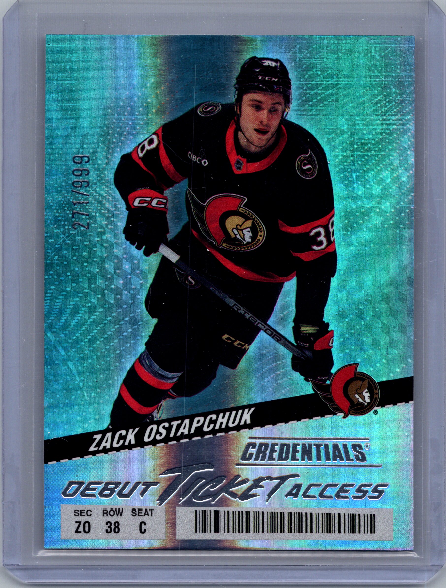 2024-25 Upper Deck Credentials Zack Ostapchuk #118 RC, SN999 front