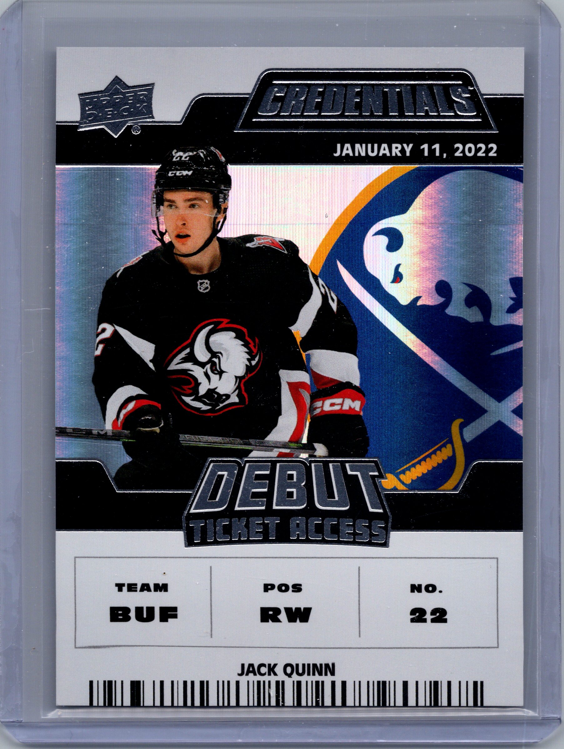 2022-23 Upper Deck Credentials Jack Quinn #184 SN599 front